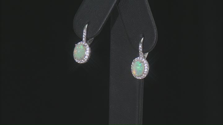 White Ethiopian Opal Rhodium Over Sterling Silver Earrings 1.75ctw Video Thumbnail